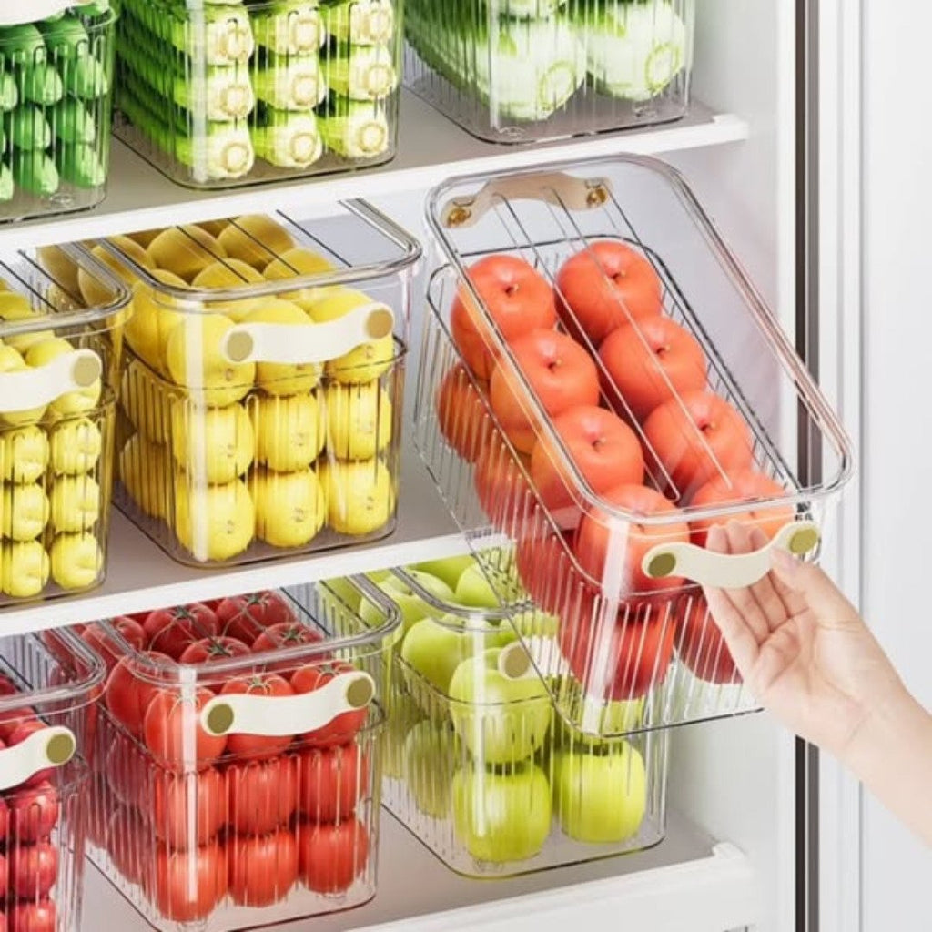 Stackable acrylic fridge containers with handles