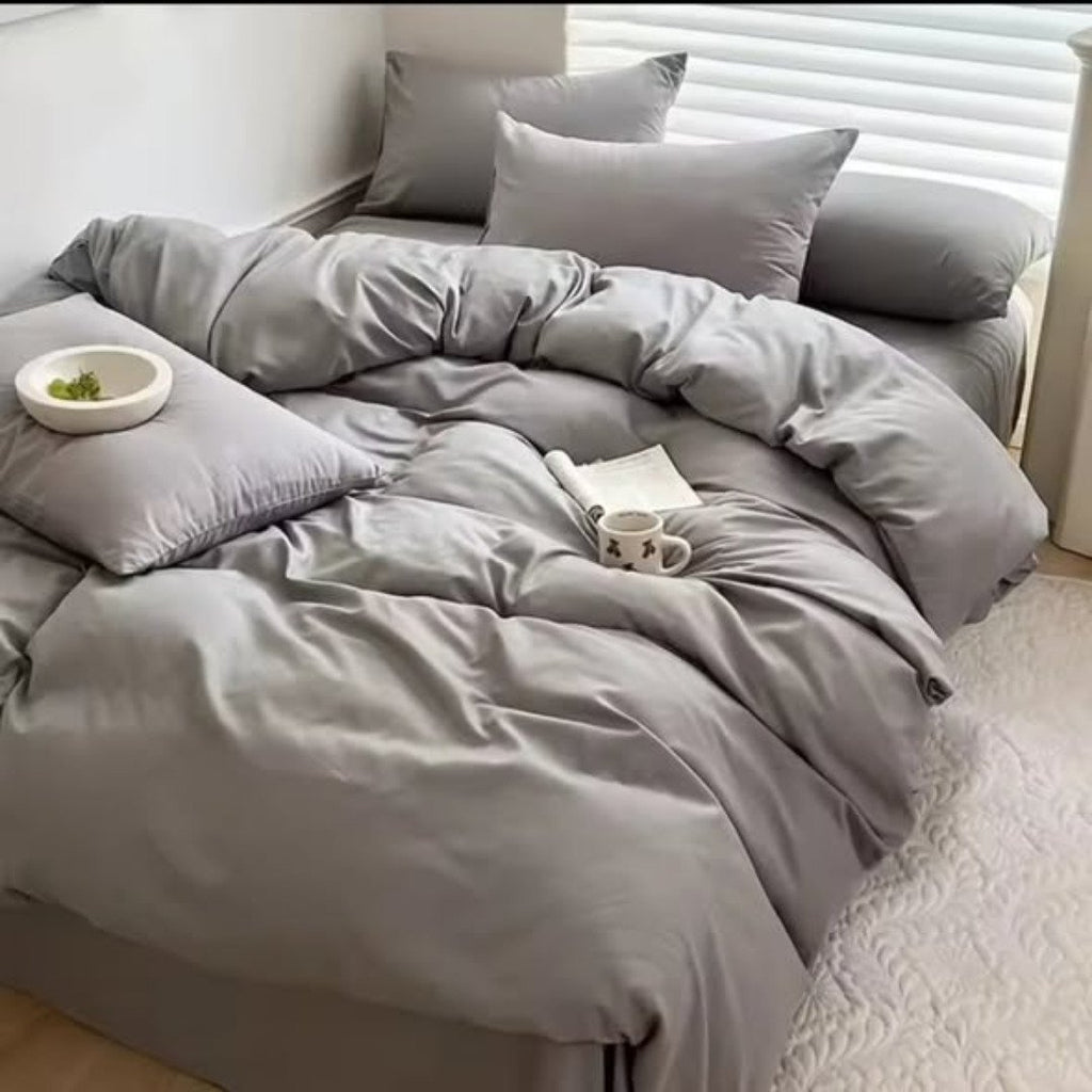 4pc Plain High Quality Duvet Cover Set