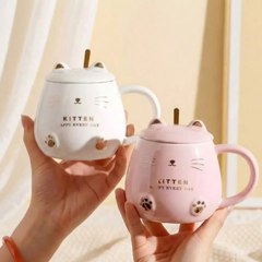 Glossy Kitten-Themed Coffee Mug