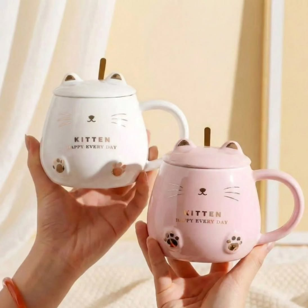 Glossy Kitten-Themed Coffee Mug