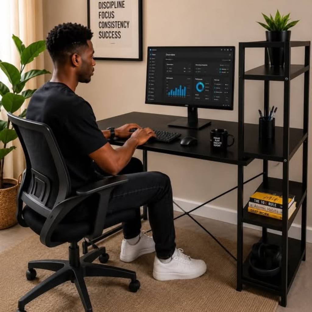 Desk / Workstation With Shelves