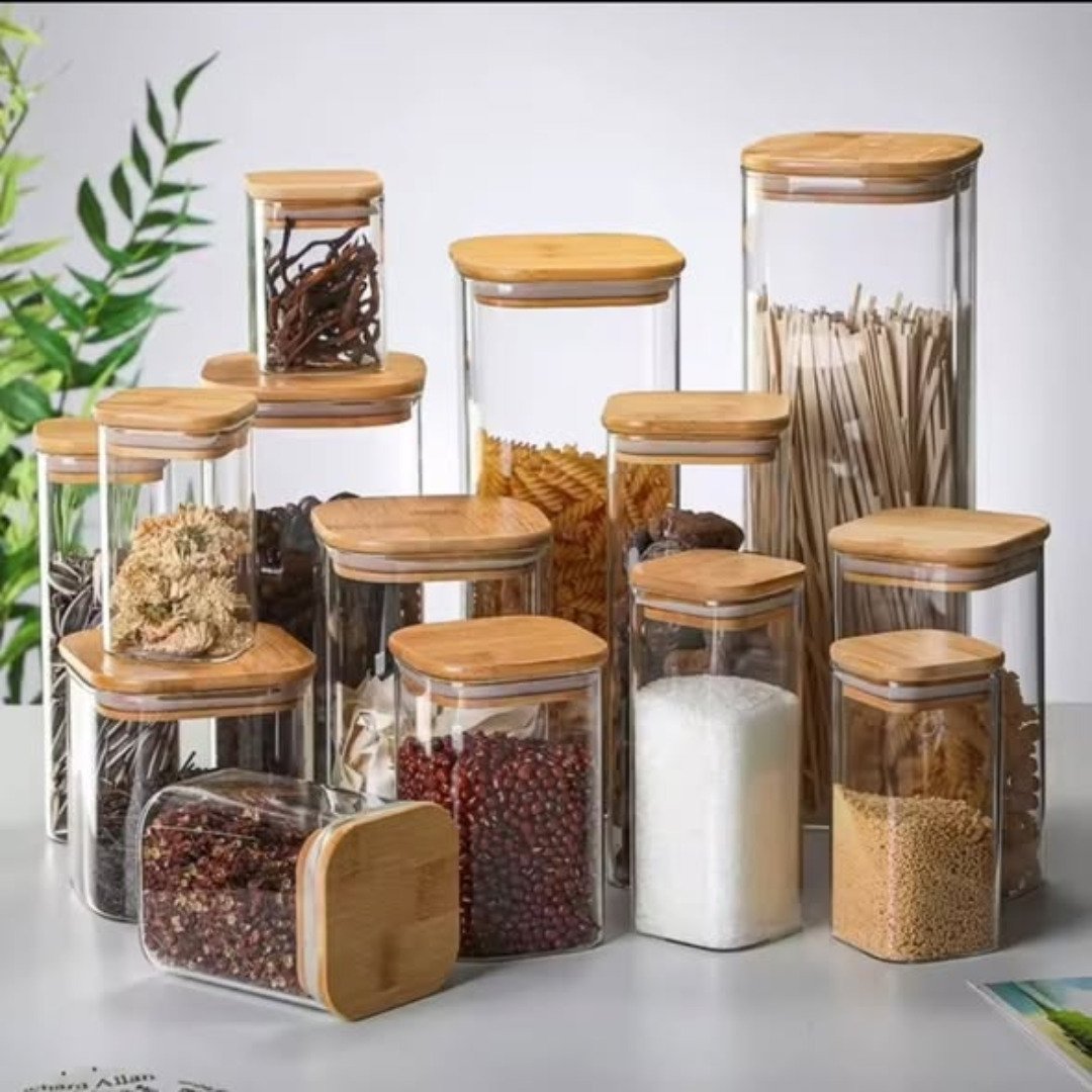 Square Bamboo Lid Glass