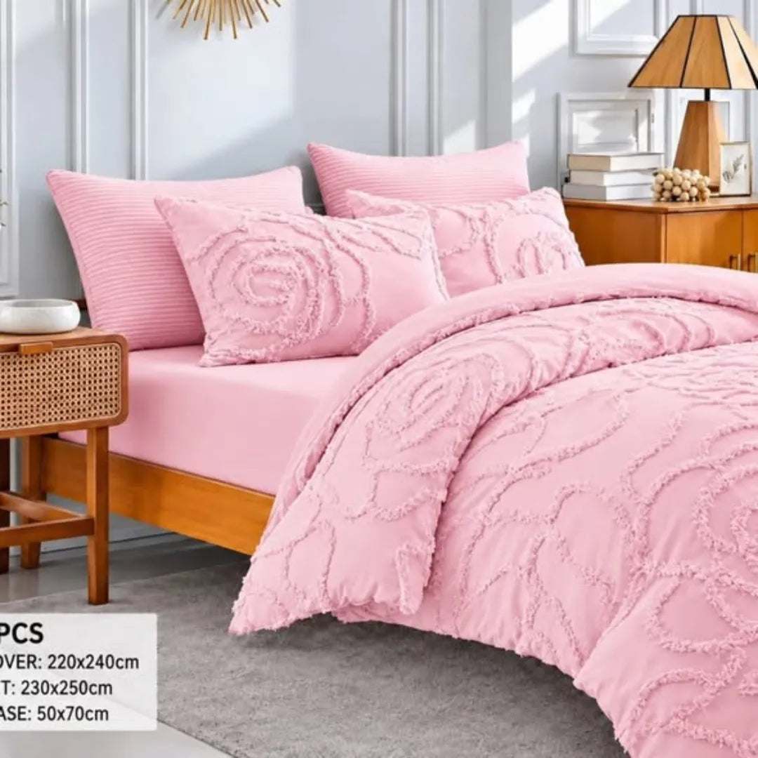 Rose Print Tufted Duvet Covers