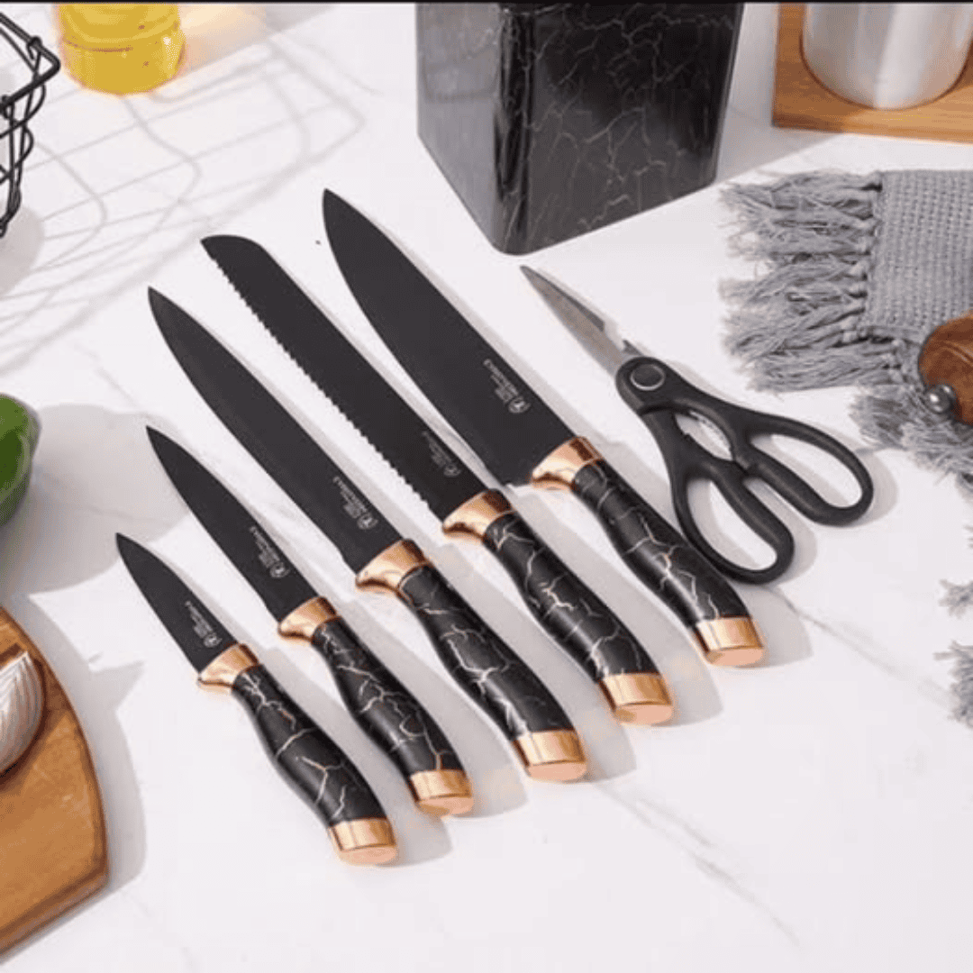 7pcs Marble Kitchen Knife Set