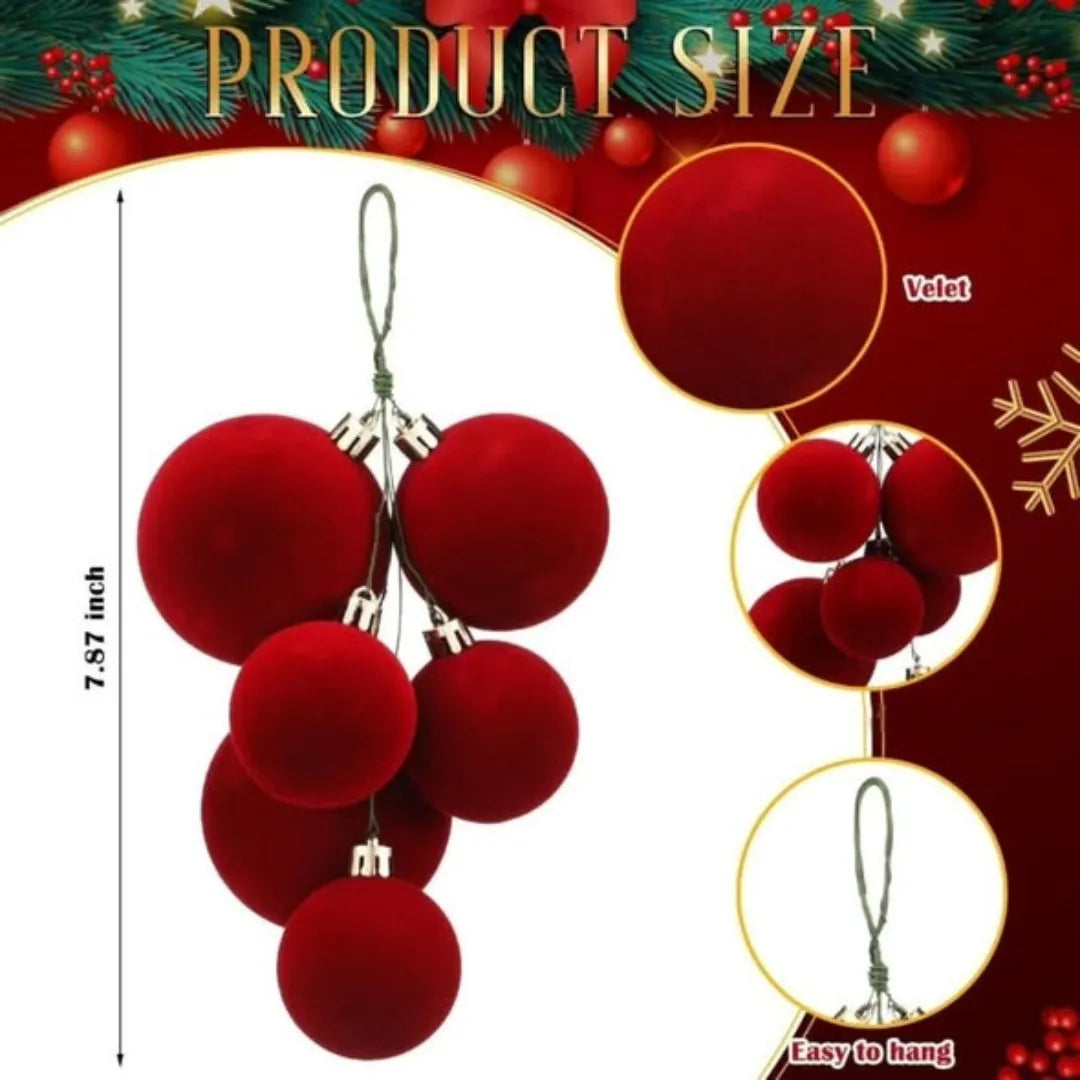 6 Piece Set Burgundy Christmas Balls