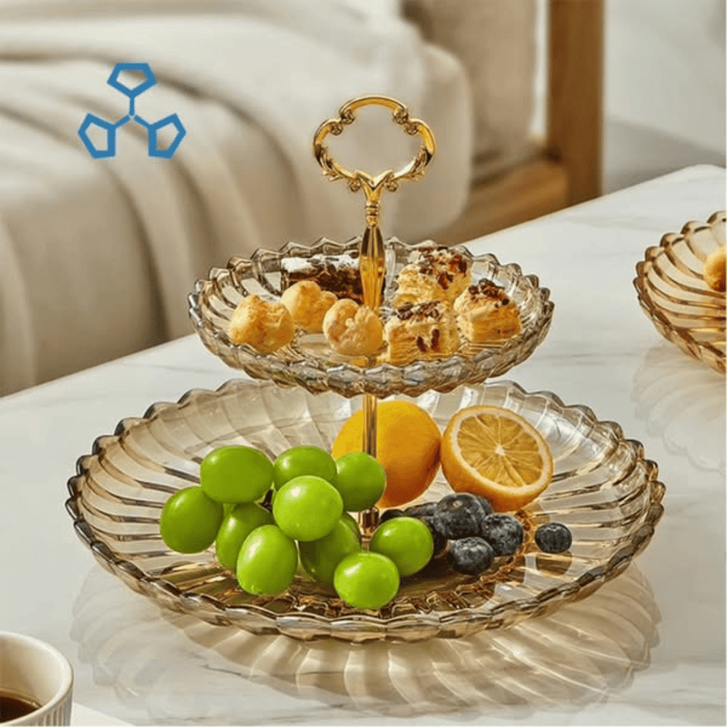 2 Tier Glass Cake and Fruit Display Stand