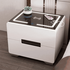 Bedside Table with LED Lighting and Smart Charging Interface
