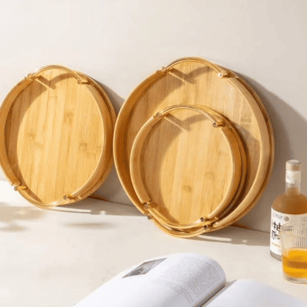 3pcs Multi-functional Bamboo Food Storage Trays