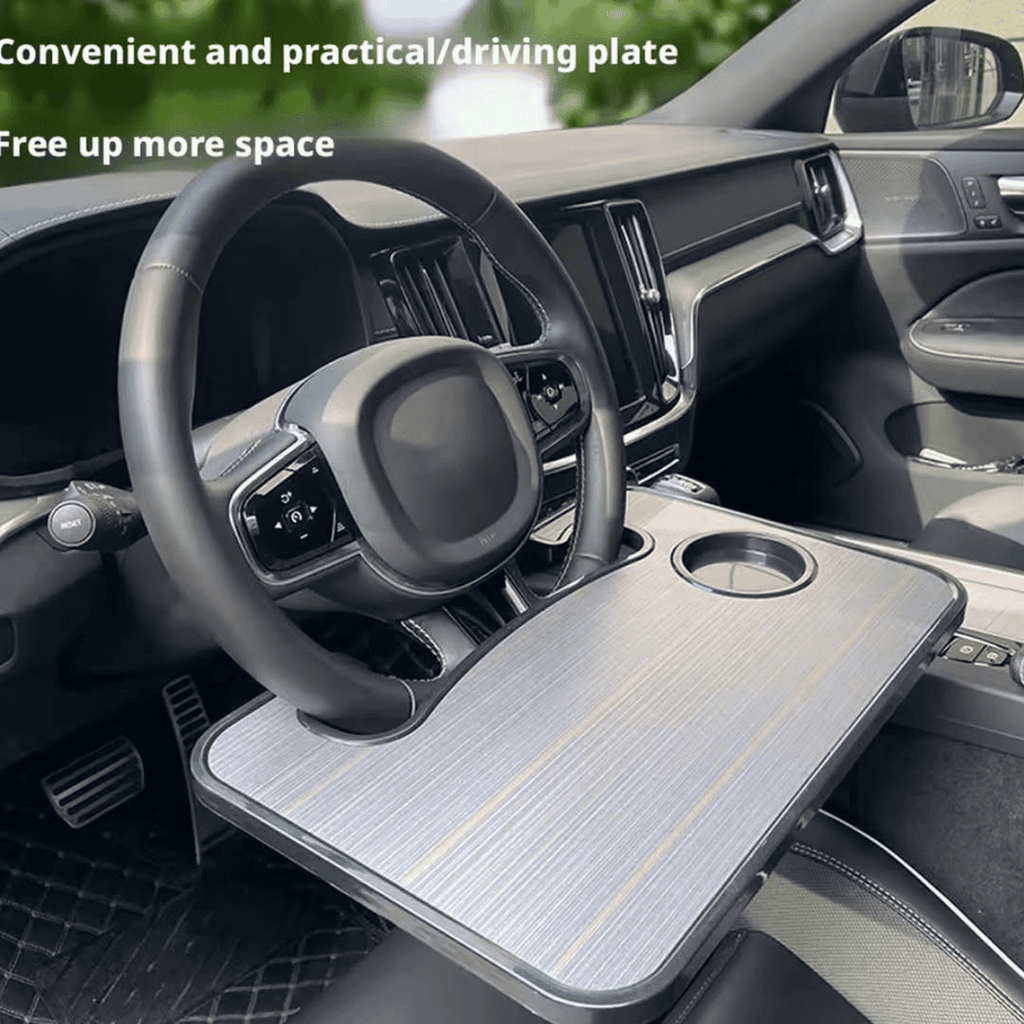 Wooden Slotted Steering Wheel Table Tray