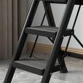 3-Step Black Foldable Ladder