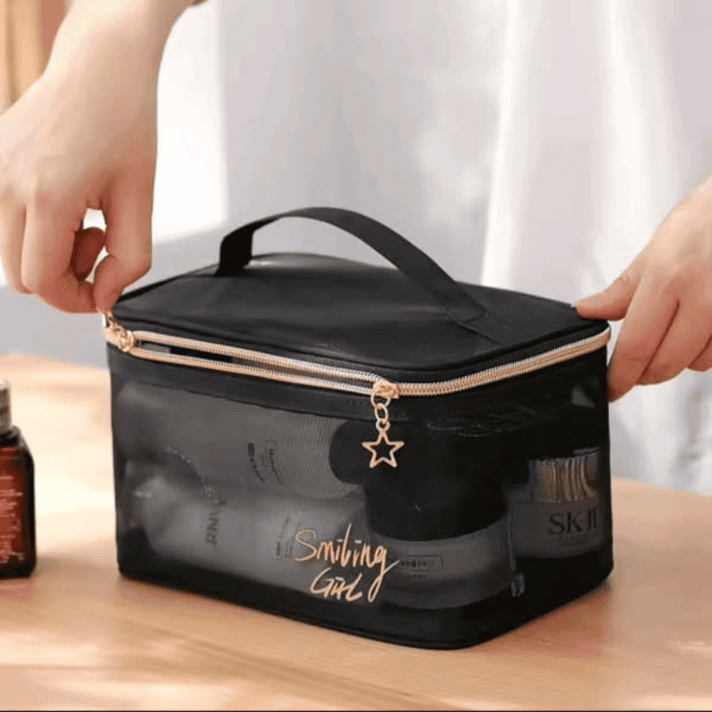 Transparent Toiletry Bag with Double Zippers