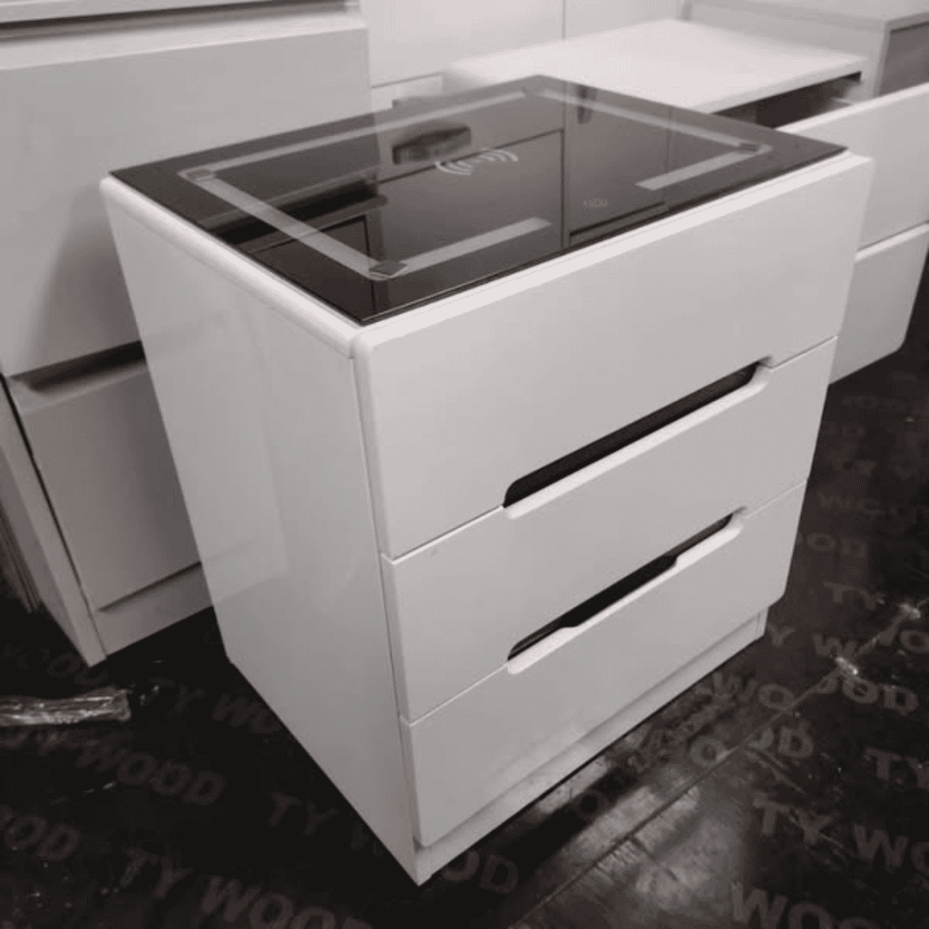 Bedside Table with LED Lighting and Smart Charging Interface
