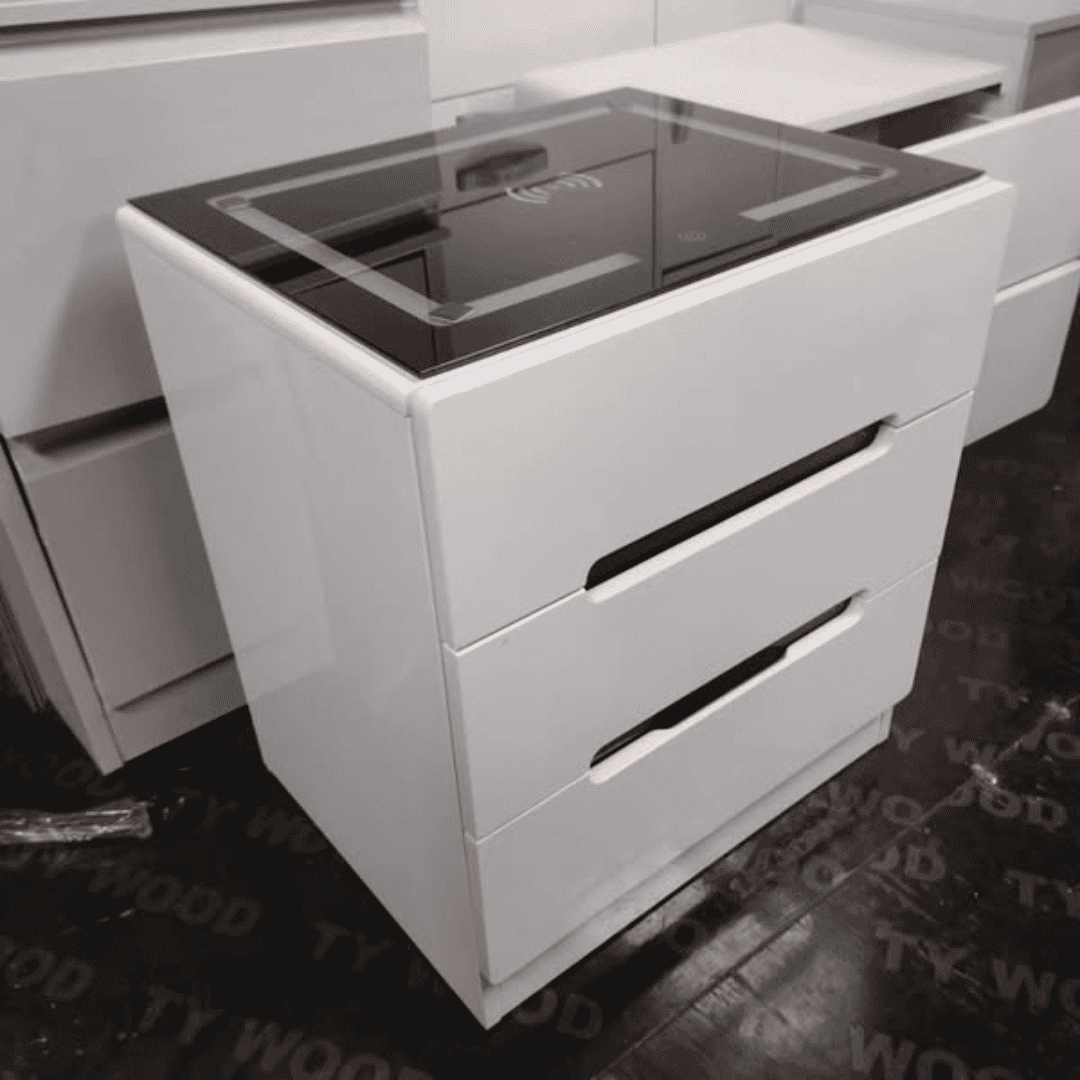 Bedside Table with LED Lighting and Smart Charging Interface