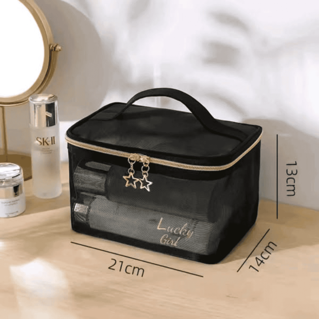 Transparent Toiletry Bag with Double Zippers