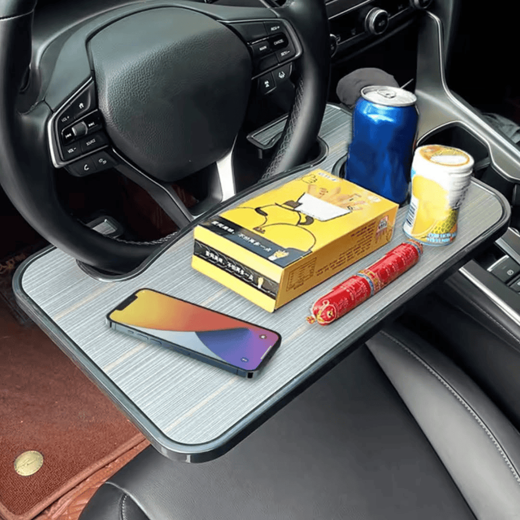 Wooden Slotted Steering Wheel Table Tray