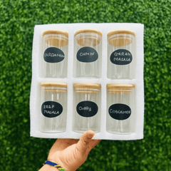 6-Pack Round Glass Jars with Bamboo Lid and Spoon