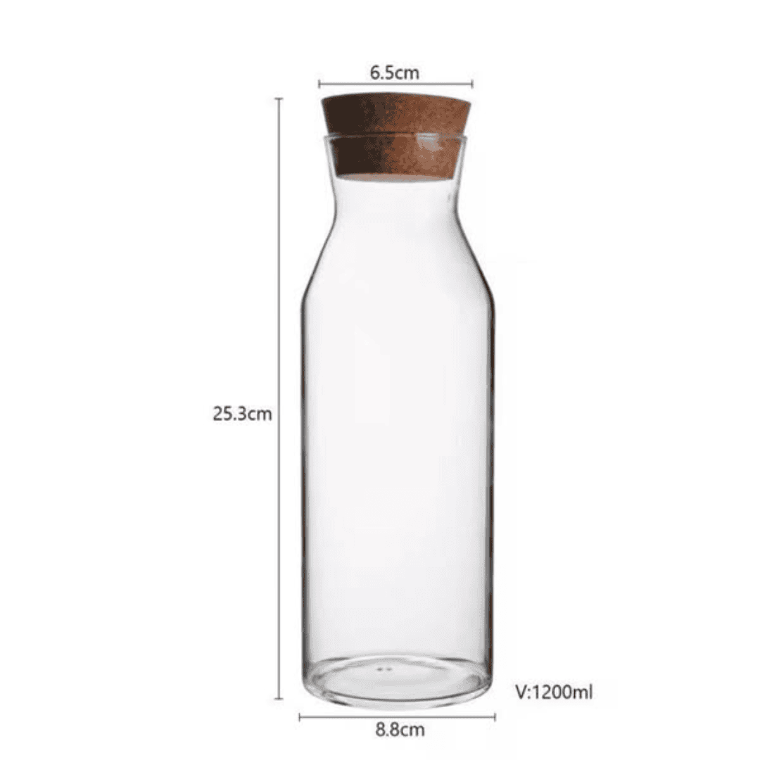 1.2L Borosilicate Glass Juice Bottle with Cork Stopper