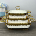 3pcs Gold Ceramic Chaffing Dish