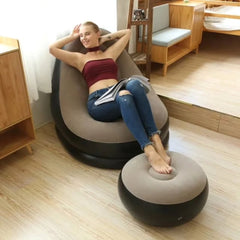 Inflatable Seat with Foot Rest and Manual Pump