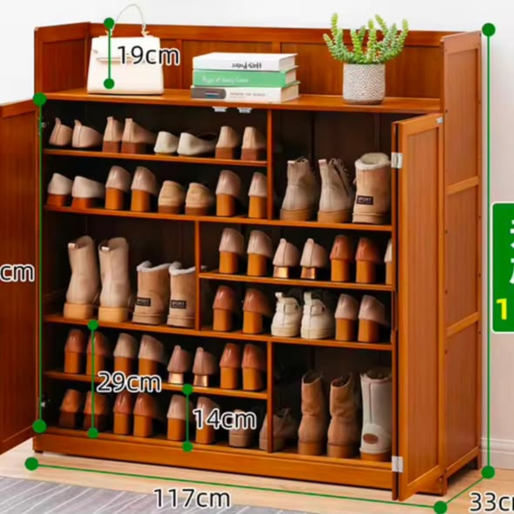 7Layer Varied Shoe Height Bamboo Shoe Cabinet