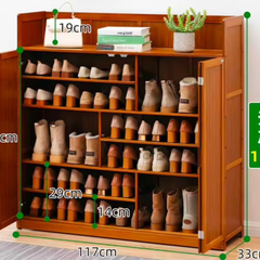 7Layer Varied Shoe Height Bamboo Shoe Cabinet