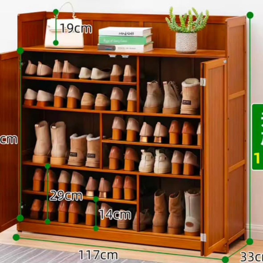 7Layer Varied Shoe Height Bamboo Shoe Cabinet