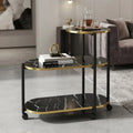 3 layer 2 Oval Round Top Trolley Rack Table