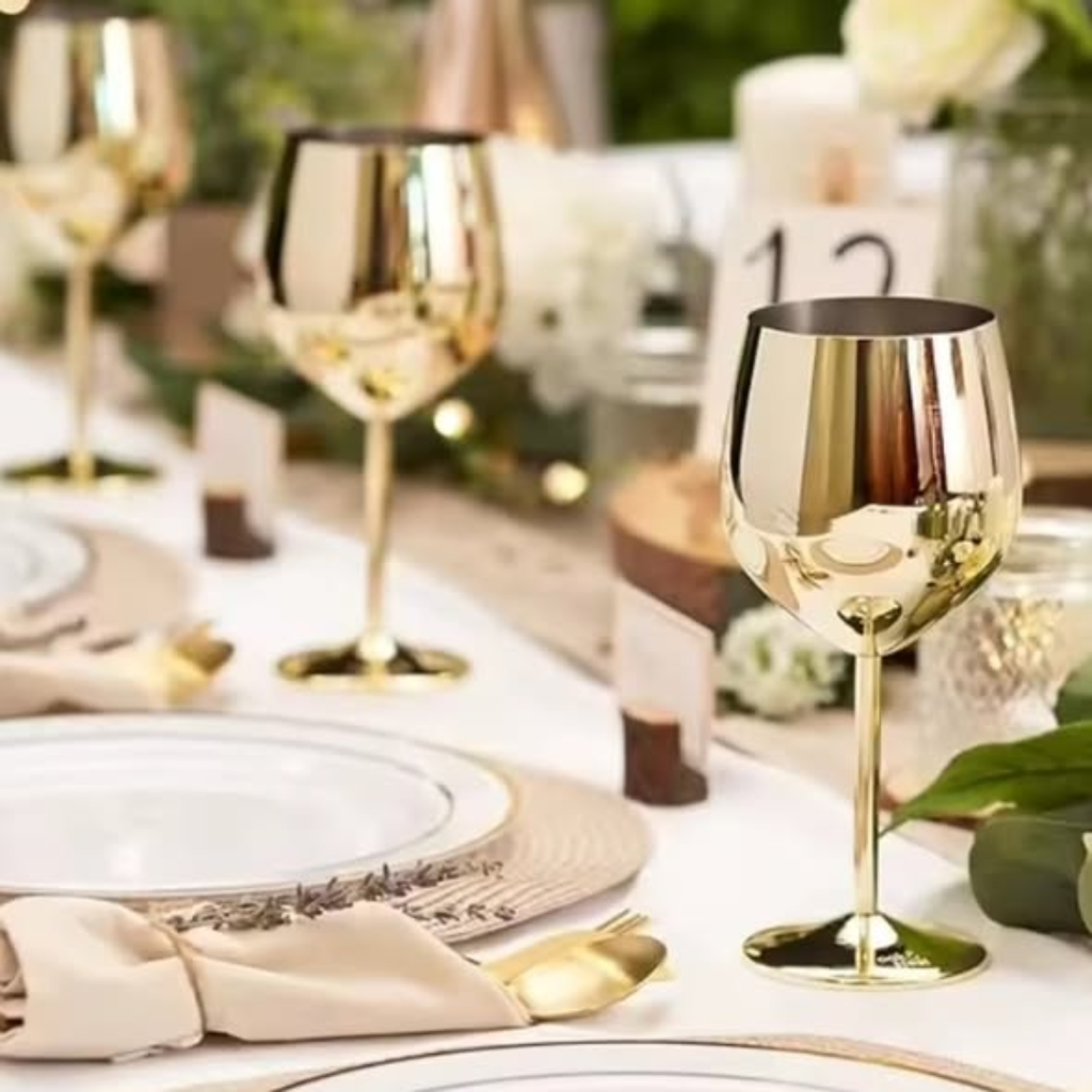 Golden Red Wine Glasses