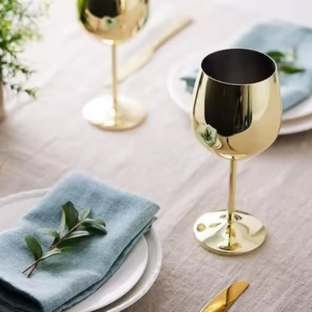 Golden Red Wine Glasses