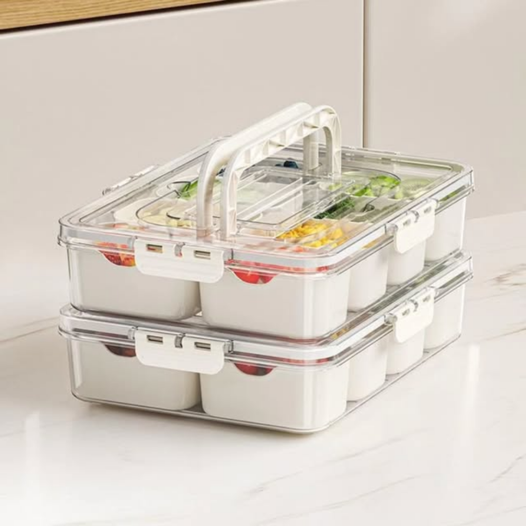 10-Compartment Clear Fridge Storage Box