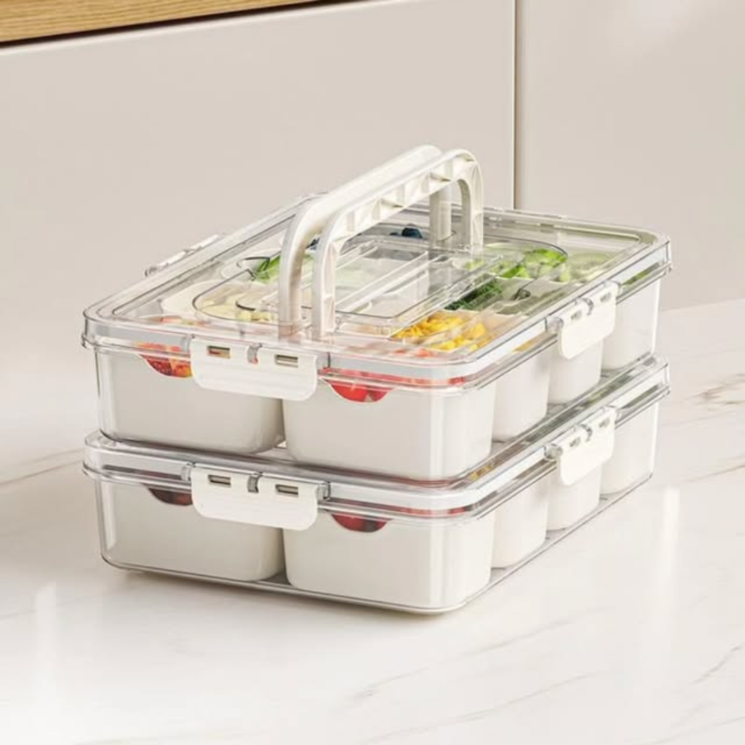 10-Compartment Clear Fridge Storage Box