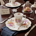 12pc Vintage Floral Set with Gold Rim