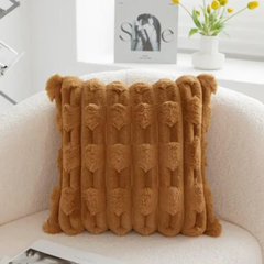 Ribbed Rabbit Fur Cushion