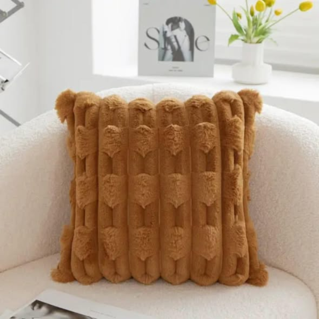 Ribbed Rabbit Fur Cushion