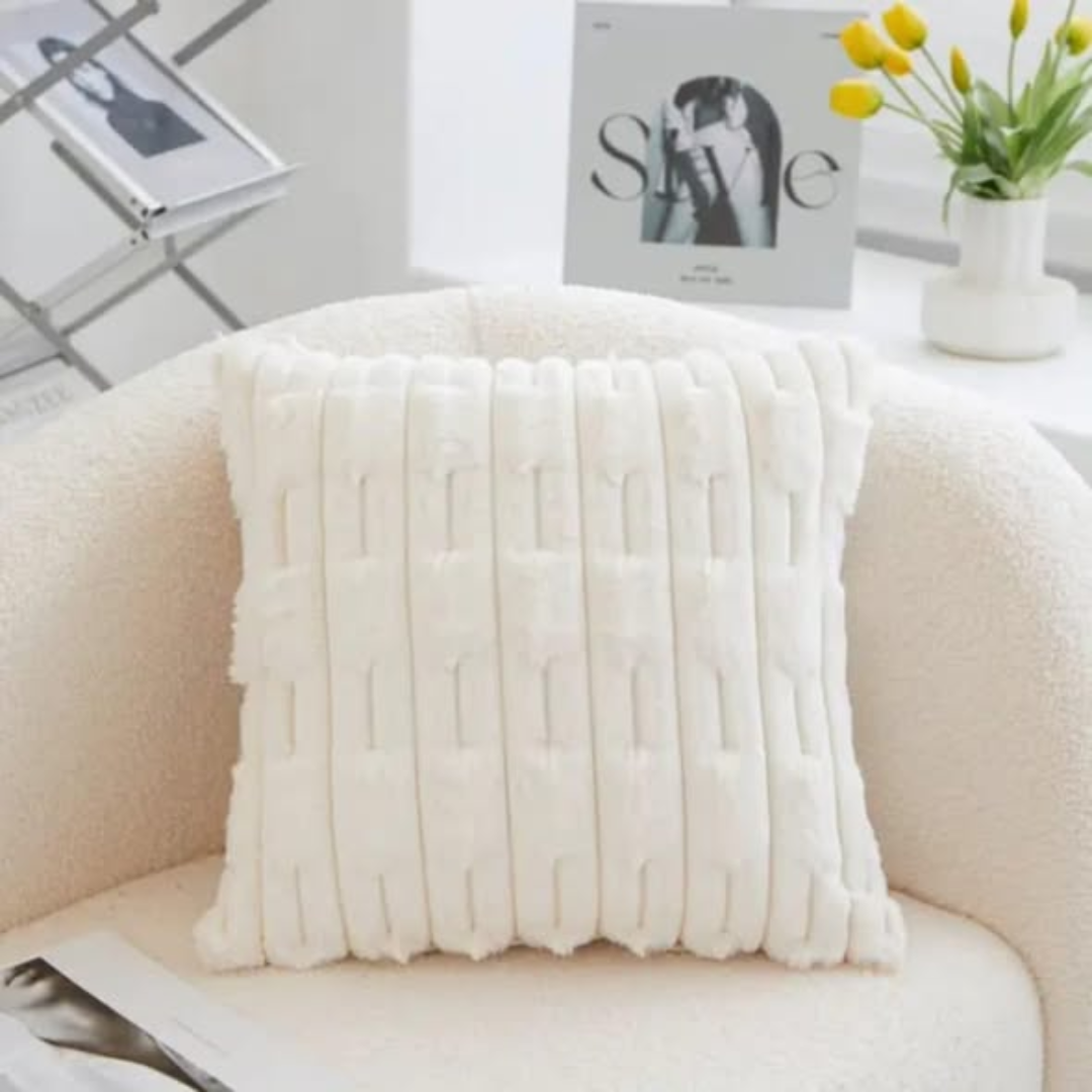 Ribbed Rabbit Fur Cushion