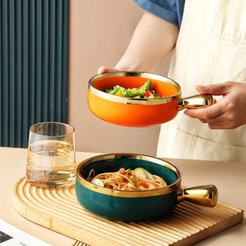 Porcelain Snack Bowl with Handle