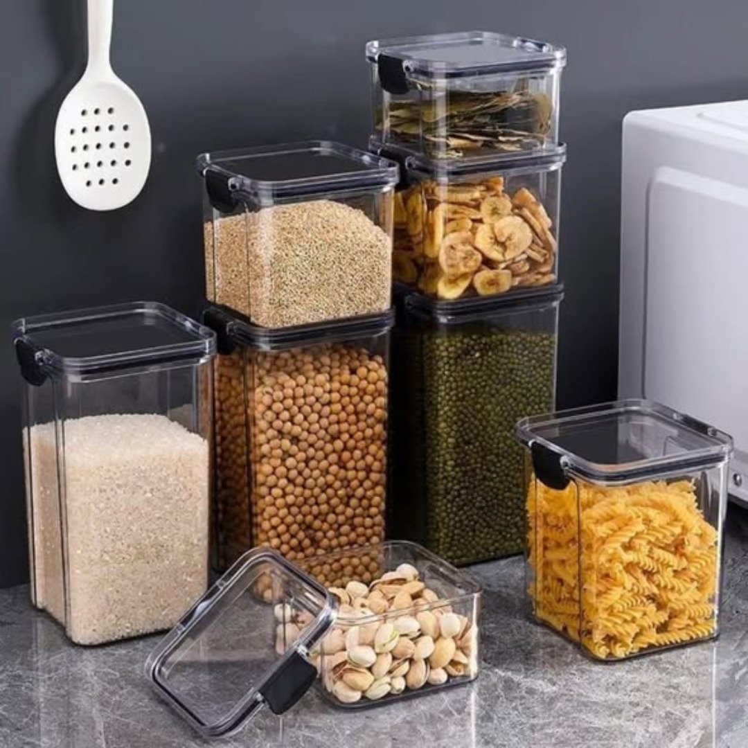 8pcs Airtight Transparent Acrylic Cereal Food/Pantry Storage Containers