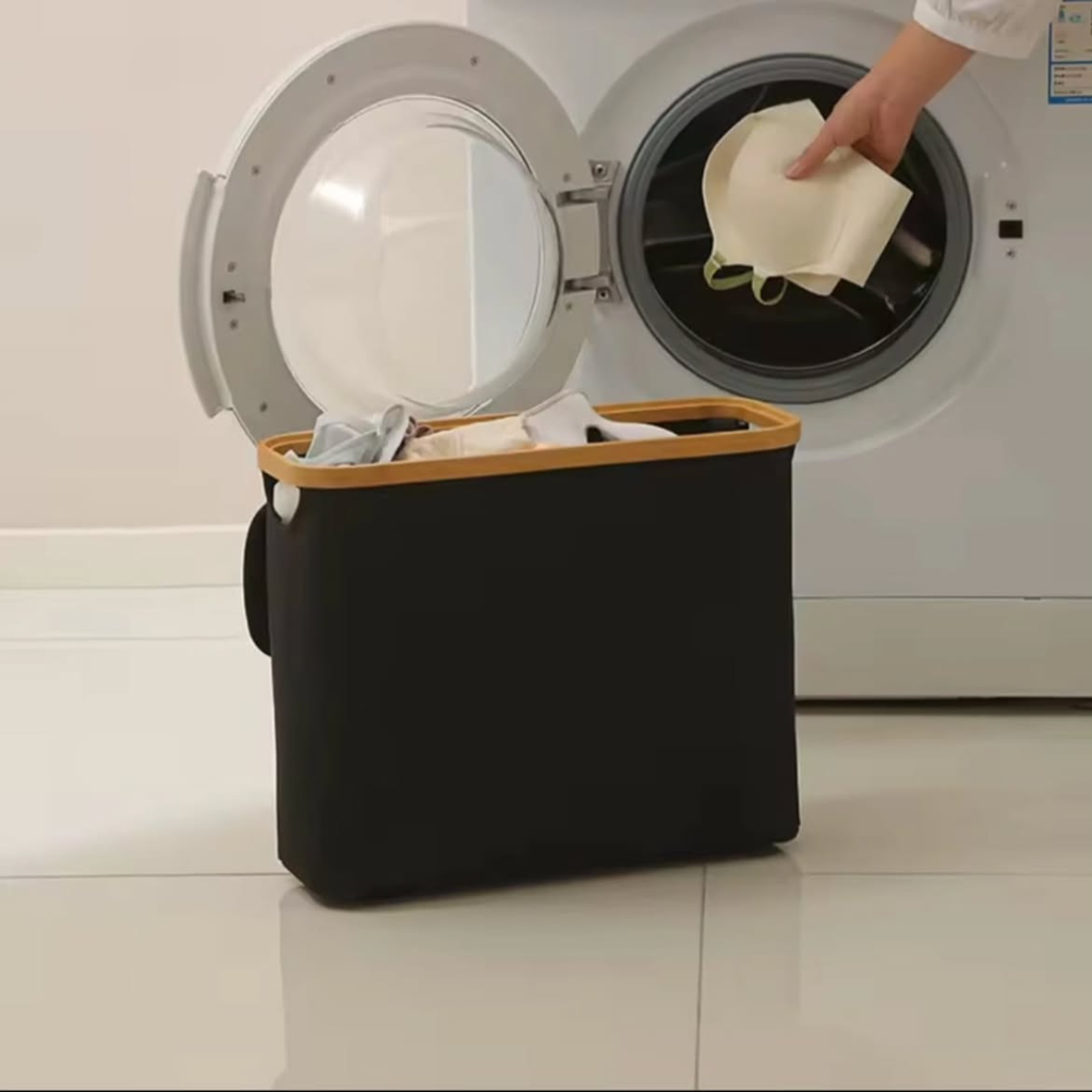 Toilet Paper Basket Organizer with Bamboo Lid