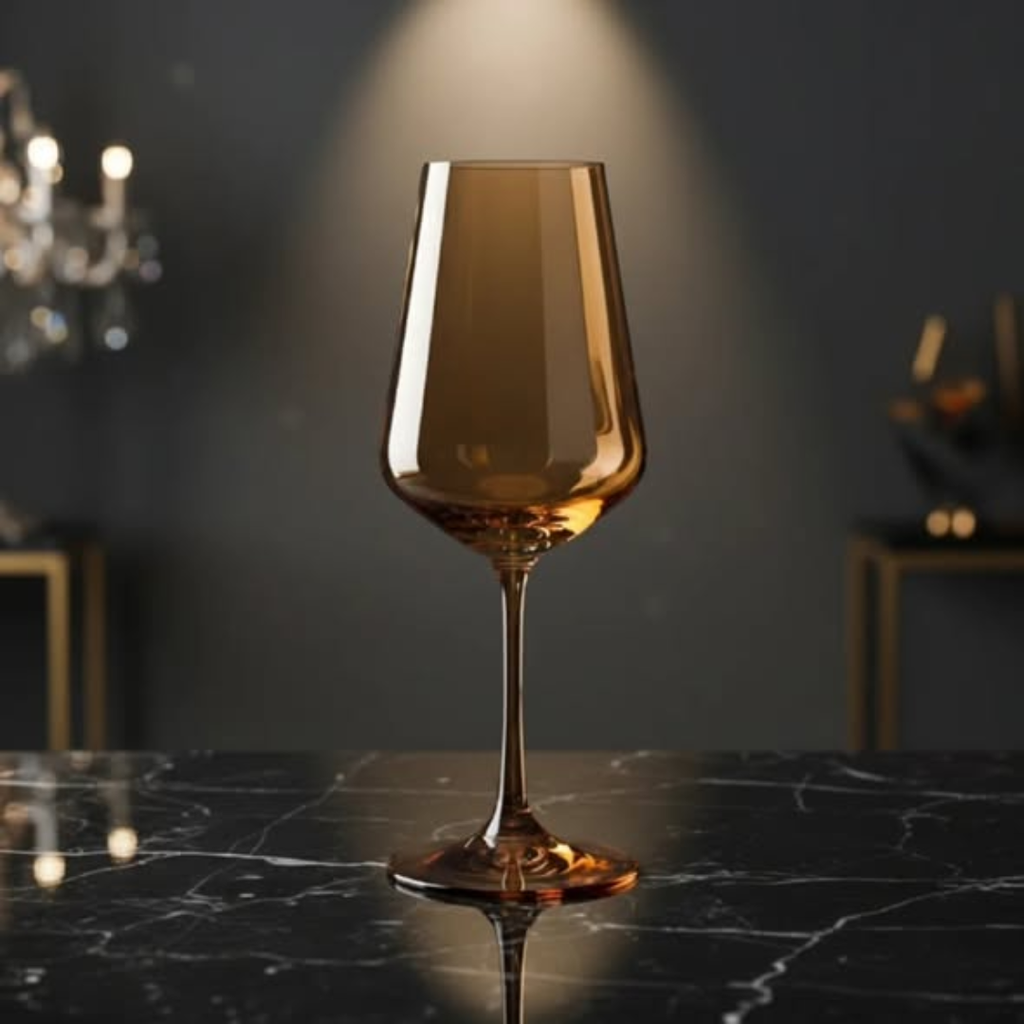 Gold Shapely Big Wine Glass