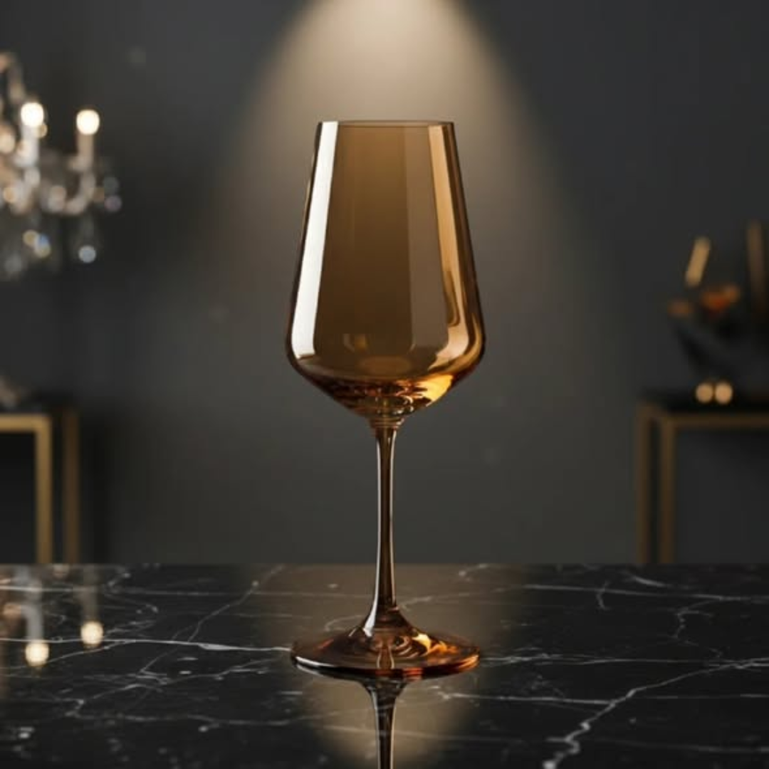 Gold Shapely Big Wine Glass