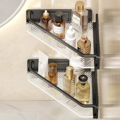 Corner bathroom shower candy shelf