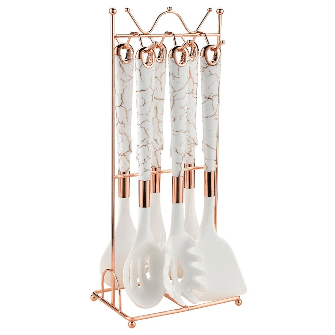 7-Piece Marble Pattern Silicone Cooking Utensil Set