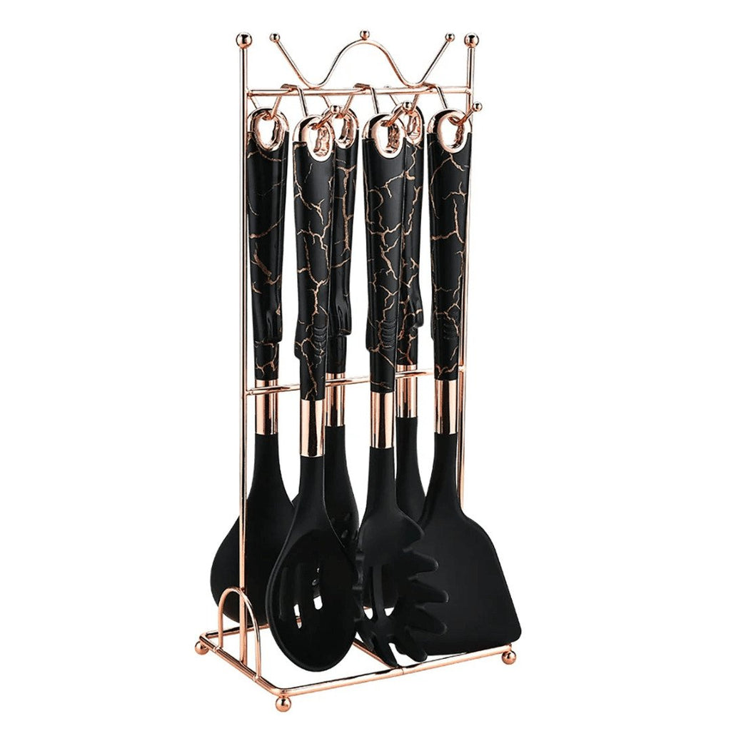7-Piece Marble Pattern Silicone Cooking Utensil Set