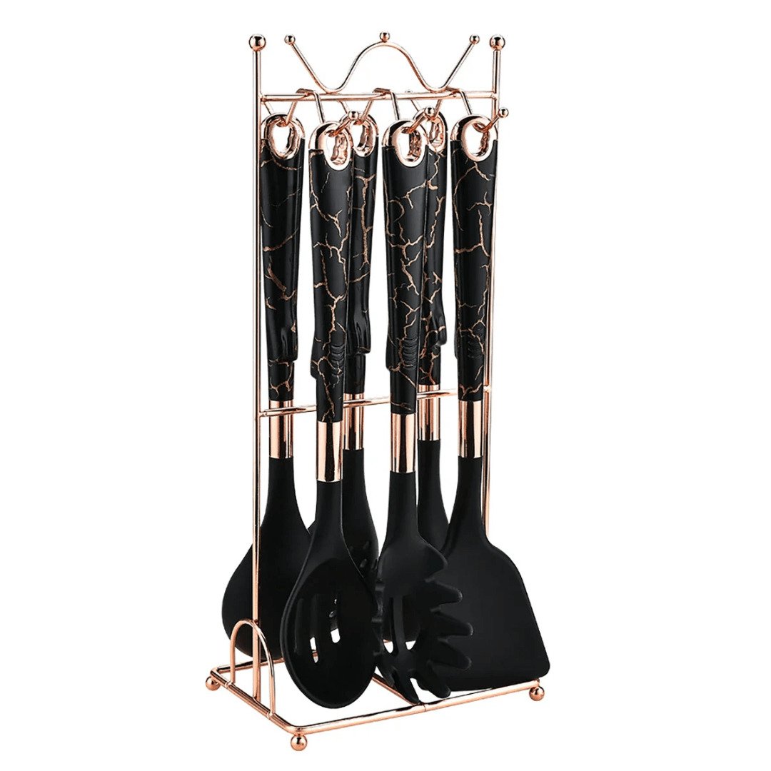 7-Piece Marble Pattern Silicone Cooking Utensil Set