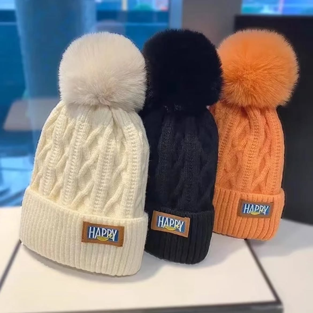 Autumn and Winter Pompom Knitted Hat