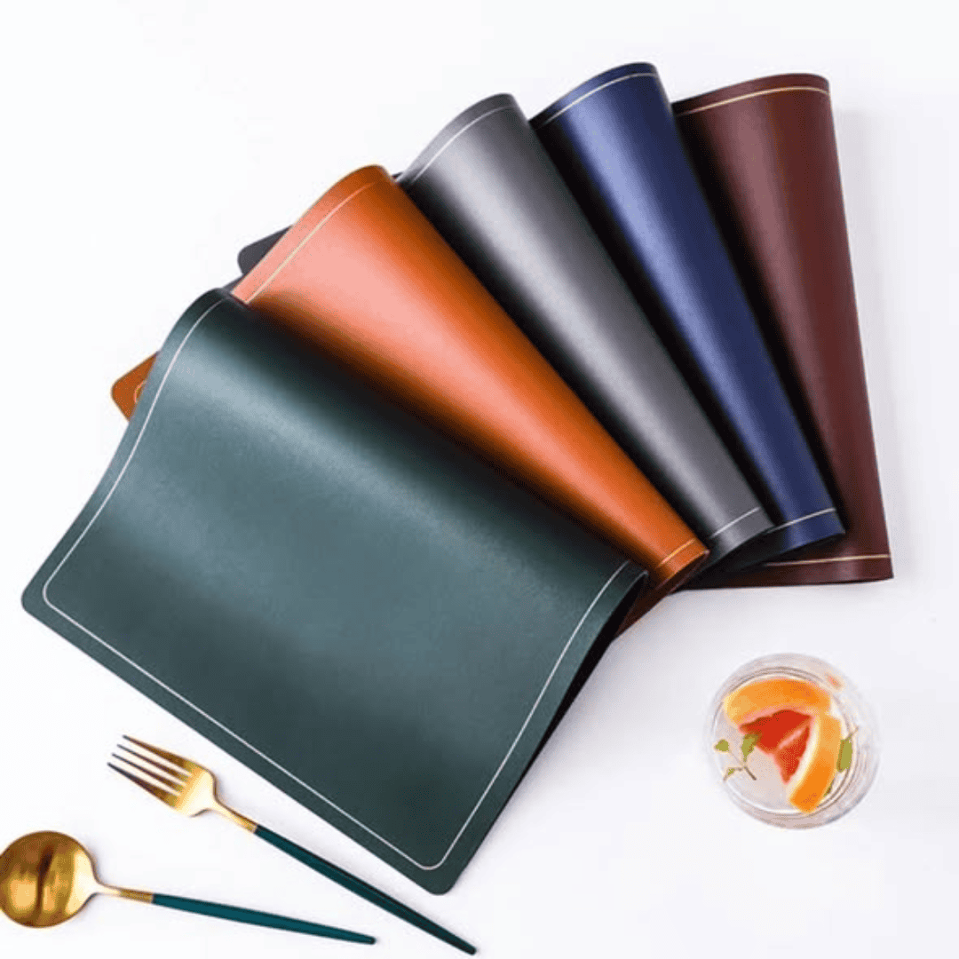 6Pcs Leather Anti-Slip Table Mats