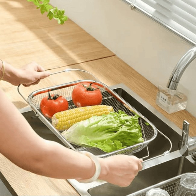 Stainless Steel Expandable Over-The-Sink Colander