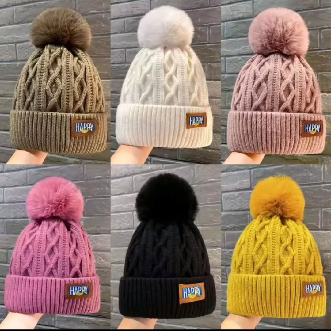Autumn and Winter Pompom Knitted Hat