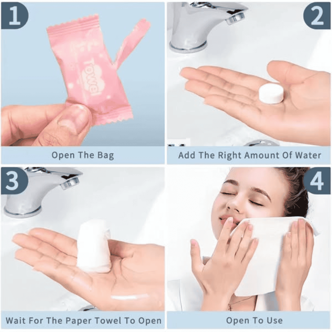 50Pcs Compressed Washcloth/Disposable Cotton Face Towel