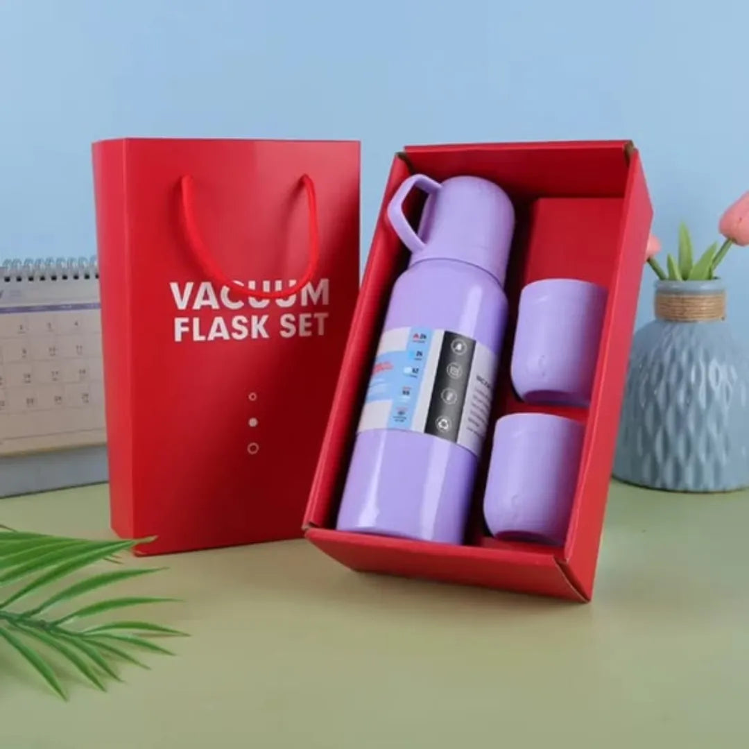 Stainless Steel 500ml Vaccum Flask With 2 Cups